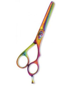 Professional Thinning Scissor. One Blade Teeth and One Blade Razor. Multicolor coating.