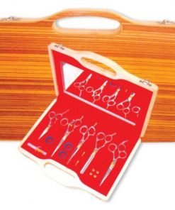 Barber Scissor Kit with wooden box.