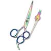 Professional Hair Cutting Scissor with razor edge. Multicolor Coating. Three Rings with screw adjust